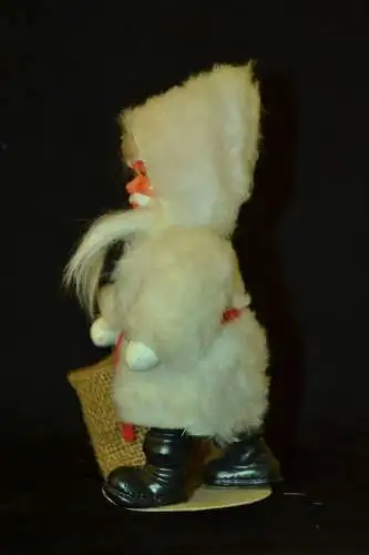 Nikolaus Figur,Kunststoff, Mitte des 20. Jhdt. weißer Mantel,leerer Sack19 cm