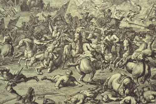 Kupferst.Vue et Representation de la Bataille de Hochstedt d. le 13. d'aout 1704