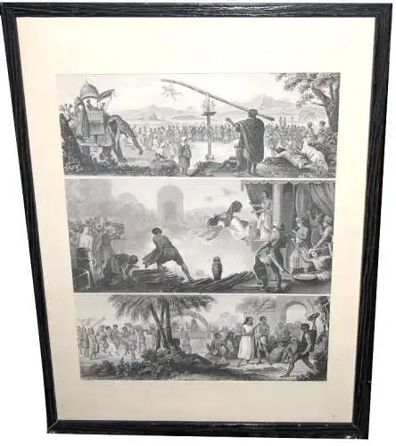 Lithografie,Triptichon,H. WINKLES (c.1801-1860) u.G.Heck, ethnische Bevölkerung