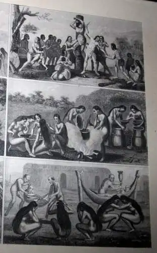 Lithografie,6 Darst,H. WINKLES (c.1801-1860) u.G.Heck,südamerikanische Völker