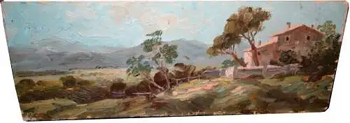 Ölbild, italienische Landschaft,auf Sperrholzplatte,wohl Anfang 20. Jhdt