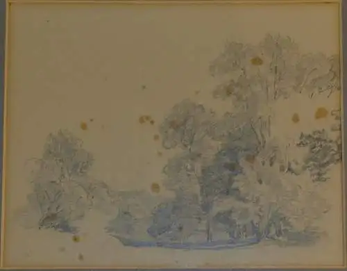 Original  Bleistiftzeichnung,ca. 1850 ,Park,stockfleckig