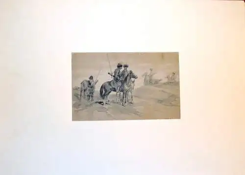 Wessely,Anton,aquarellierte Tuschfederzeichnung, Wien 1842,Berittene