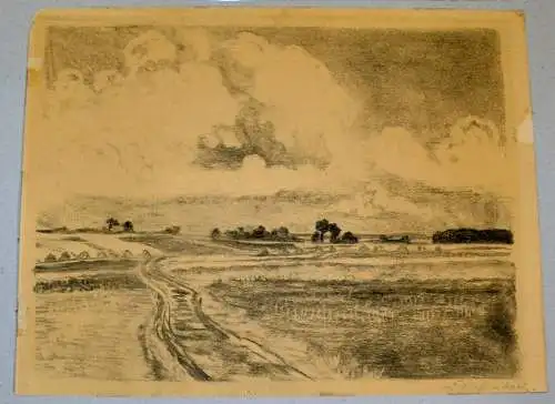 Bleistiftzeichnung  Anton Heinrich DIEFFENBACH (1831-1914) Landschaft m.Gleisen