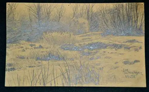 Bleistiftzeichnung,Hans Stadelmann,Winter,4.Jan.1902, Monogrammiert und datiert