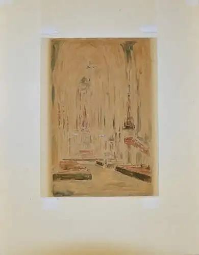 Aquarell,Mittelschifft e. Kathedrale,a.d. Passepartout R. Schweitzer(Cumpana)bez