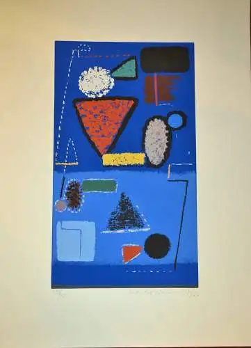 Max ACKERMANN (1887-1975) "Mauerbild auf Blau 1947/74" (1947)
