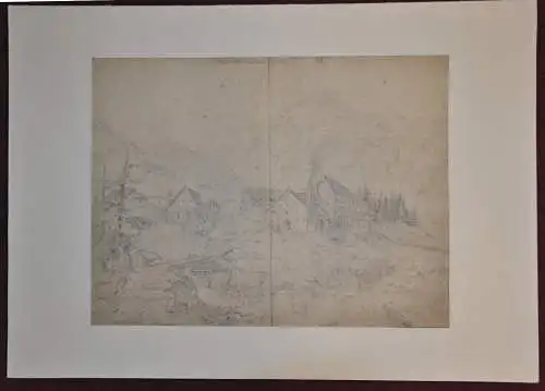 Bleistiftzeichnung,Eisenschmelze im Ferraratal,Jan 1838, unleserlich bezeichnet