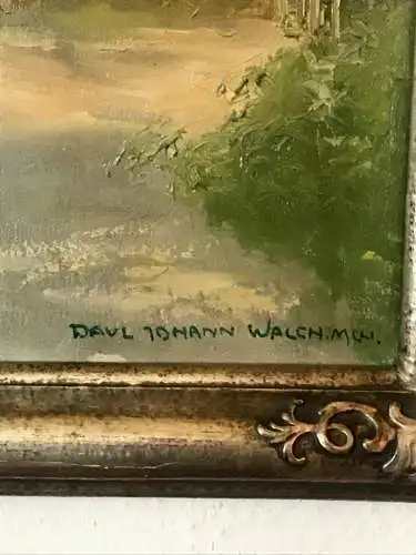 Gemälde,Öl auf Leinwand.Sign. Paul Johann Walch, München,gerahmt,Dorfweg