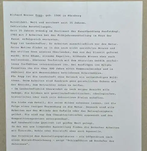 Bleistiftzeichnung,Dorfner Höhe,Richard Werner Kopp,1984,Im Passepartout,gerahmt
