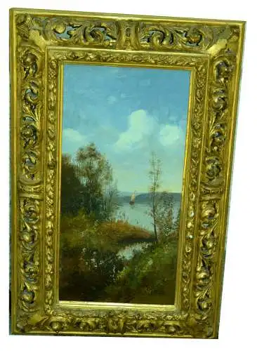 Gemälde, Öl auf Leinwand,Lucie Dam van Isselt1871-1949,Landschaft mit See