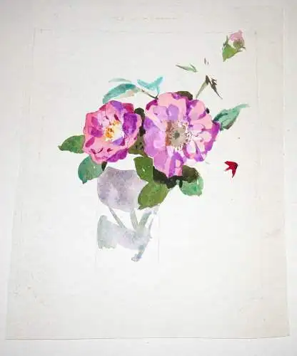 Aquarell,Blumen,Werner Schön,Nachlasstempel, im Passepartout