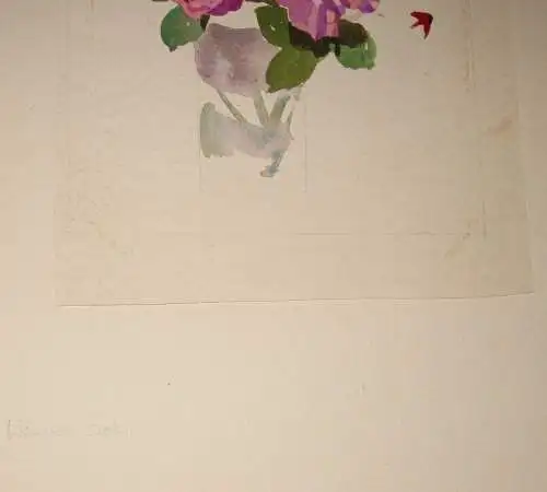 Aquarell,Blumen,Werner Schön,Nachlasstempel, im Passepartout