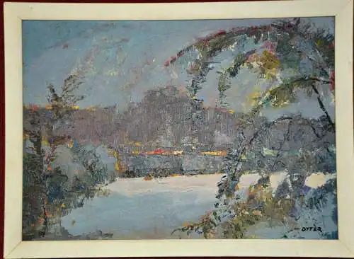 Gemälde, sign.Max OTTER (1912-1983, südl. See mit Hügellandschaft im Hintergrund