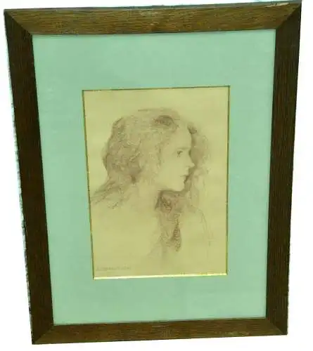 Zeichnung,Kohlestift,Susanna Renate GRANITSCH,Portrait,gerahmt,Passepartout