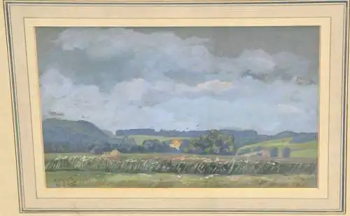Aquarell,Otto A. Krause,1885-1975, Landschaft mit Schloß Leutstetten ??,1945
