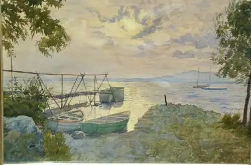 Aquarell,Ansicht an einem See,sign. Christian Seebach,gerahmt