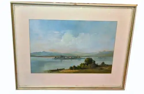 Aquarell, Chiemsee, sign. : Paul Brachetti, im Passepartout,gerahmt