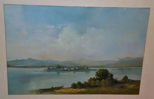 Aquarell, Chiemsee, sign. : Paul Brachetti, im Passepartout,gerahmt