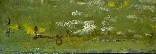 Gemälde,Öl Malerpappe, Almhütte in den Voralpen.sign.Baumgarten,gerahmt