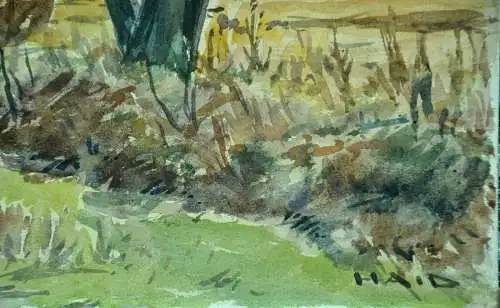 Aquarell,sign.Haid,Herbstlandschaft mit Tümpel,