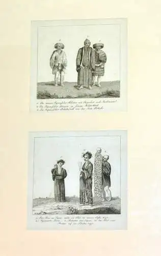 Zwei Kupferstiche,Japan,versch. Figuren der Bevölkerung,18.Jhdt,gerahmt,