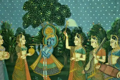 Indien,Thangka,auf Leinwand gemalt,Vishnu-Shiva-Rama ,Keilrahmen