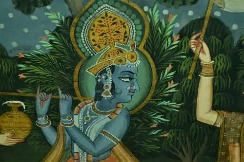 Indien,Thangka,auf Leinwand gemalt,Vishnu-Shiva-Rama ,Keilrahmen