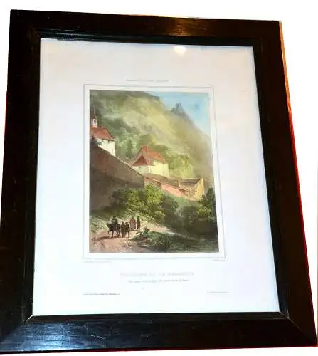 Lithografie, koloriert, La Grande Chartreuse, Batimens de la Corriere,gerahmt