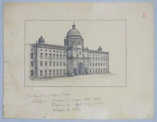 Drawing, ink and pencil on paper, Berliner Stadtschloss