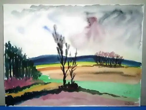 Aquarell,W.Ulrich,sign. und datiert,Auenlandschaft im Vorfrühling, 1963