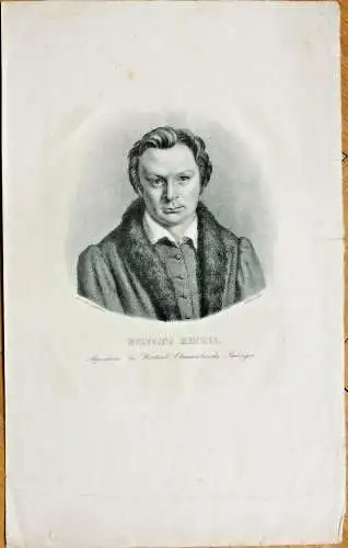Lithographie Portrait Wolfgang Menzel von Adam Igelsheimer