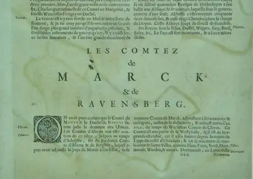 Kupferstich Landkarte, Herzogtum Berg,Grafschaft Marck,gerahmt,Amsterdam 1710