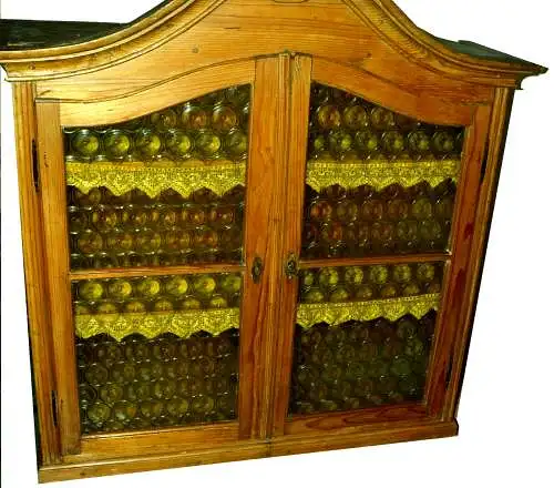 Bäuerlicher Vitrinenaufsatz,Weichholz,Zweitürig,um 1860, für Restaurator
