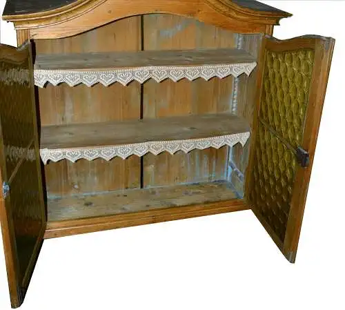 Bäuerlicher Vitrinenaufsatz,Weichholz,Zweitürig,um 1860, für Restaurator