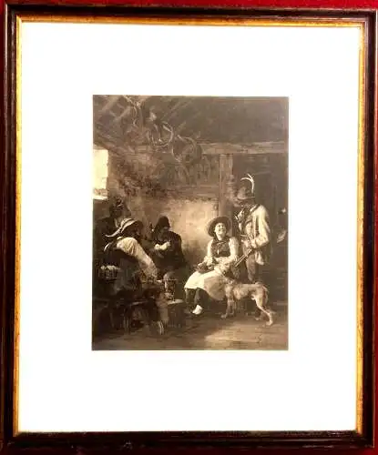 „Holzknechte in der Sennhütte“ - Photogravur-Druck nach Franz von Defregger