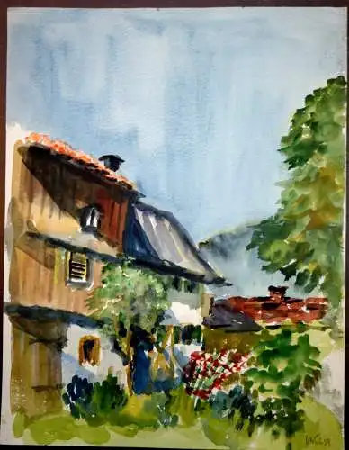 Aquarell,Ulrich,1959 ,Bauernhof