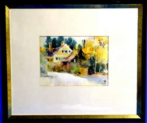 Aquarell, Haus am Land,sign. Emil Wickert