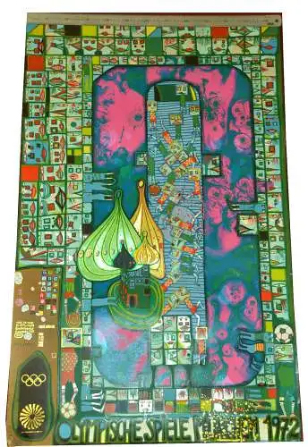Friedensreich Hundertwasser: Olympia 1972,Original-Farbserigraphie,Exemplar 391