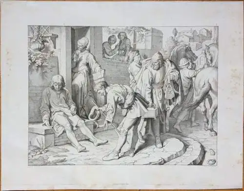 Original-Lithographie „Gleichnis vom verlorenen Sohn“ nach A. Petrak, J. Führich