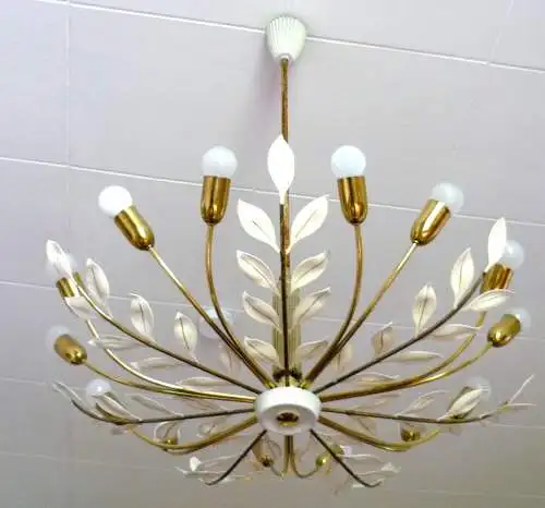 Deckenlampe, floral, Vereinigte Werkstätten München, 14 flammig, 1957