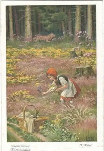 6 Ansichtskarten „Rotkäppchen“ komplett, ca. 1900 – Serie 128 3730-3735