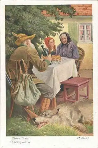 6 Ansichtskarten „Rotkäppchen“ komplett, ca. 1900 – Serie 128 3730-3735