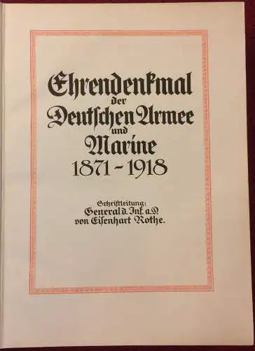 Ehrendenkmal der deutschen Armee und Marine 1871-1918, sehr gut erhalten