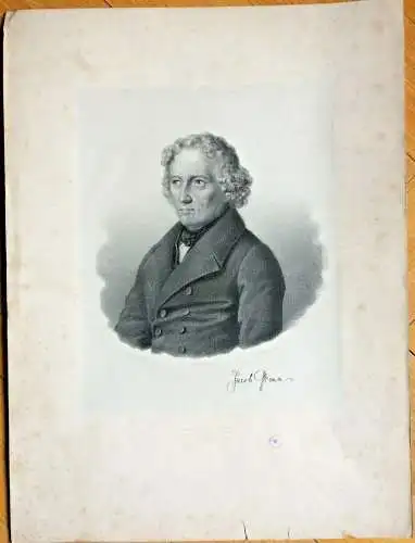 Kupferstich Portrait Jacob Grimm von Wilhelm Werner nach Karl Burggraf