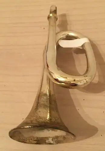 Baumschmuck,Trompete,silberfarbig,Glas,ca.1960,zum Aufhängen