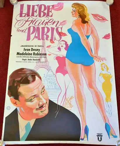 Filmplakat,1958, Liebe,. Frauen und Paris,83,7 x 59,3 cm