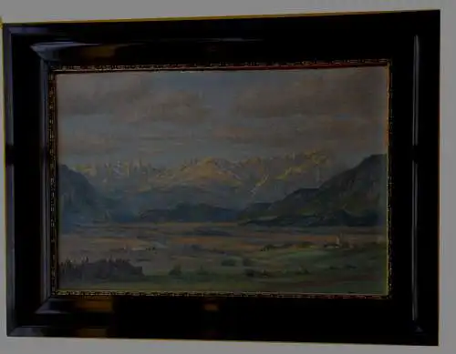 Ölbild, Leinwand auf Pappe,sign. Max Rossbach,Voralpenebene,gerahmt