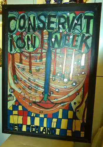 Hundertwasser,Conservation week,grüne Version,Poster mit Glanzfolienprägung