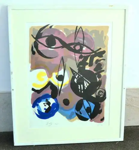 Ernst Wilhelm Nay,Farblitho 1964Rot aus Blau,auf Japanpapier,aus Europ.Grafik